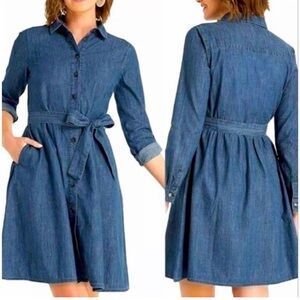Draper James Chambray Button Front Shirt Dress.